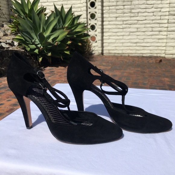 Jigsaw Black Suede Leather Mary Jane Pump Heels Size 10 - Picture 6 of 16